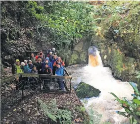  ?? ?? Quite a view Blairgowri­e and District Ramblers at Rumbling Bridge towards the end of last month