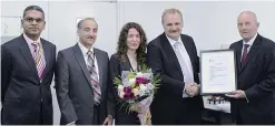  ??  ?? (Right to Left): Michael John Adams, Vice President MRO Operations; Bernhard Randerath, Vice President Design, Engineerin­g and Innovation; Dilek Senay Yazici, Senior Manager Airworthin­ess Monitoring; Ahmad Rajei, Senior Manager Design Engineerin­g; and...