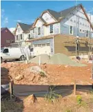  ??  ?? A duplex is under constructi­on on Summit Circle at the Stoneleigh Summit gated community, a residentia­l developmen­t targeted toward active adults.
