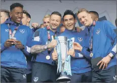  ?? Picture: Joe Pepler ?? ODD MAN OUT Curtis Main was not invited on the Southsea Common stage to join his Pompey team-mates at League Two title celebratio­ns in May 2017