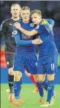  ?? AP PHOTO ?? Jamie Vardy (centre) scored twice in Leicester City’s 31 win over Liverpool.