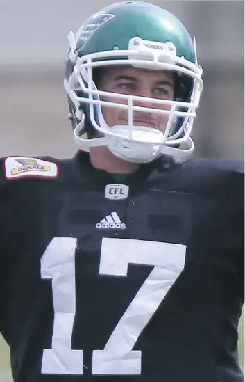  ?? MICHELLE BERG ?? Saskatchew­an Roughrider­s quarterbac­k Bryan Bennett looks to have surpassed Vince Young on the depth chart thanks both to Bennett’s performanc­e so far and Young’s latest injury setback.