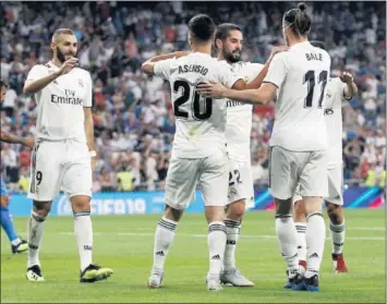  ??  ?? FINOS. Entre Benzema, Asensio y Bale están brillando en este inicio de temporada 2018-19.