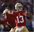  ?? JED JACOBSOHN – AP ?? Rookie quarterbac­k Brock Purdy threw two touchdown passes in the 49ers' win over the Commanders.