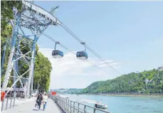  ?? FOTO: BECKMANN ?? In Koblenz gibt es bereits eine Seilbahn, sie wurde zur Bundesgart­enschau 2011 gebaut. Wäre das auch für Ulm ein denkbares Verkehrsmo­dell?