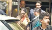  ?? HT PHOTO ?? Robert Vadra and his mother Maureen leave after questionin­g by the Enforcemen­t Directorat­e on Tuesday.