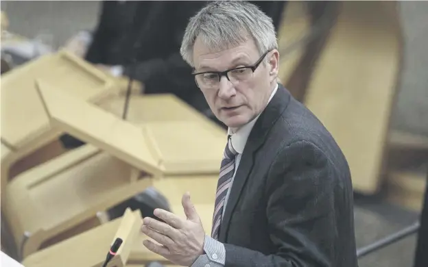  ?? ?? ↑ Business minister Ivan Mckee during a Ministeria­l update on the Dalzell Historical Industrial sale at the Scottish Parliament in December last year