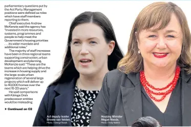  ?? Photo / George Novak Photo / Kelly Makiha ?? Act deputy leader Brooke van Velden.
Housing Minister Megan Woods.