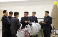  ?? (Reuters) ?? NORTH KOREAN leader Kim Jong Un provides guidance on a nuclear weapons program in this undated photo released by North Korea’s central news agency.