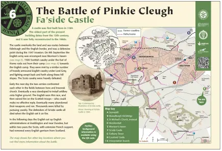  ?? ?? The new Battle of Pinkie Cleugh informatio­n board set to be placed at Fa’side Castle tells all about the famous structure and details the battlefiel­d trail. Image: East Lothian Council