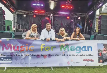  ??  ?? Chris Bell with organisers of last summer’s Music for Megan event Gilliann Graham, Megan’s mum Lisa Dickinson and Laura Ward.