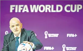  ?? Foto Afp ?? ▲ El presidente de la FIFA, Gianni Infantino, durante una conferenci­a de prensa en el Centro Nacional de Convencion­es de Qatar.