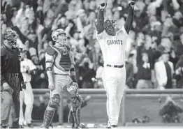  ?? AP FILE ?? Home run king and seven-time NL MVP Barry Bonds, above, and seven-time Cy Young Award winner Roger Clemens, right, both tained by allegation­s of steroids use, were rejected entry into the Baseball Hall of Fame in their 10th and final year on the writers’ ballot. They will be considered again next year by the Today’s Game era committee. Slugger David Oritz, below, made the Hall in his first year of eligibilit­y.