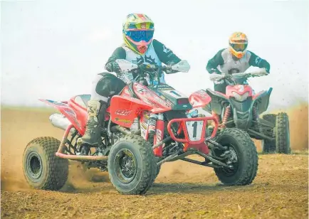  ?? Photo / Andy McGechan ?? Stratford’s Camo Keegan (Honda TRX450R) was successful in defending his premier grade title during Labour Weekend.
