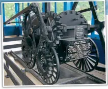  ??  ?? The non-working replica of Trevithick’s 1802 Coalbrookd­ale locomotive when it was displayed at Telford Central station.