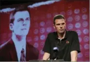  ?? CHUCK BURTON - THE ASSOCIATED PRESS ?? Louisville acting head coach David Padgett answers a question during the Atlantic Coast Conference men’s NCAA college basketball media day in Charlotte, N.C., Wednesday, Oct. 25, 2017.