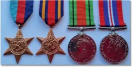  ?? ?? Sergeant Ernest Lee’s campaign medals.
L-R: 1939-45 Star, Burma Star, Defence Medal, 1939-45 War Medal