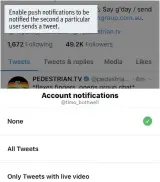  ??  ?? Enable push notificati­ons to be notified the second a particular user sends a tweet.