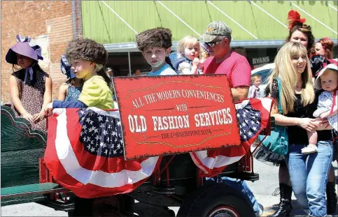  ?? PHOTOS BY MEGAN DAVIS/MCDONALD COUNTY PRESS ?? Cornerston­e Bank’s float in the 2017 Old Timers’ Day Parade paid homage to the town’s roots, promising “all the modern convenienc­es with old-fashion services.”