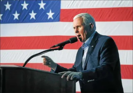  ?? GENE WALSH ―DIGITAL FIRST MEDIA ?? Indiana Gov. Mike Pence speaks during a visit to the Tech Tube facility in King of Prussia on Tuesday.