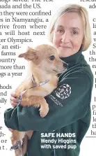  ??  ?? SAFE HANDS Wendy Higgins with saved pup