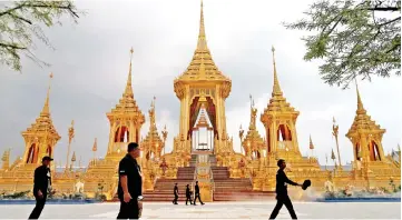  ?? — Reuters photo ?? The Royal Crematoriu­m site for the late King Bhumibol Adulyadej is seen near the Grand Palace in Bangkok, Thailand.