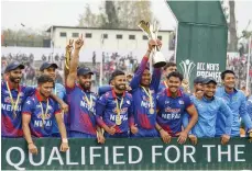  ?? Asian Cricket Council ?? Nepal celebrate after beating the UAE to win the ACC Premier Cup in Kathmandu yesterday