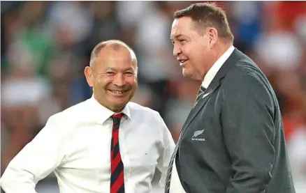  ?? ?? Then England coach Eddie Jones, left, and then All Blacks coach Steve Hansen, ahead of the 2019 World Cup semifinal between their sides in Japan.