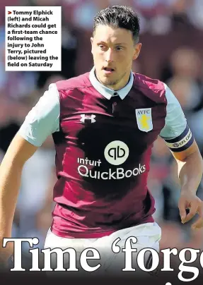  ??  ?? >
Tommy Elphick (left) and Micah Richards could get a first-team chance following the injury to John Terry, pictured (below) leaving the field on Saturday