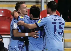  ??  ?? Match-winner Leo Ostigard (left) celebrates with his team-mates