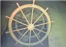  ?? PROVIDED BY THE GREAT LAKES SHIPWRECK HISTORICAL SOCIETY ?? The wheel of the 244-foot bulk carrier Arlington is shown in this photo from the shipwreck.