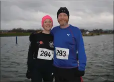  ??  ?? Lorna and Brian White ready to roll at the 10-mile run on Sunday morning.