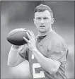  ?? AP file photo ?? Quarterbac­k Johnny Manziel is eligible to sign a contract with the Hamilton Tiger-Cats of the Canadian Football League, who now have 10 days to offer a contract in order to retain his rights.