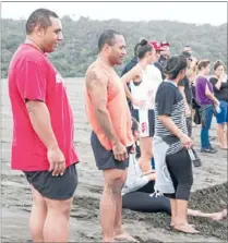  ??  ?? Outdoor education: Youth Guarantee students enjoy team building exercises at Bethells Beach.