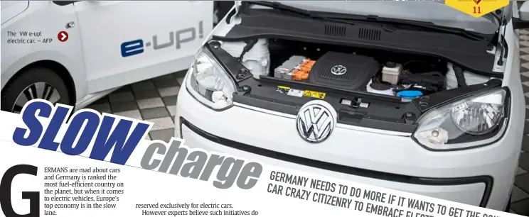  ??  ?? The VW e-up! electric car. — AFP