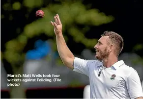  ??  ?? Marist’s Matt Wells took four wickets against Feilding. (File photo)