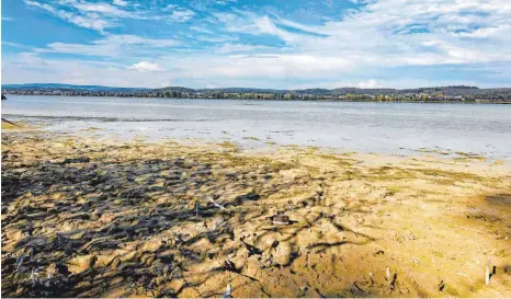  ?? FOTO: JOCHEN ECKE/IMAGO IMAGES ?? Dürresomme­r 2018: Auch dem gut gefüllten Trinkwasse­rspeicher wie dem Bodensee setzen Trockenper­ioden zu.