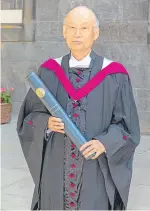  ??  ?? Professor Satoshi Omura with his honourary degree.