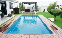  ??  ?? Installati­on of Hydro One Fiberpool swimming pool is simple and fast.