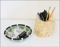  ?? Photo by Kazi ?? The natural bomba brush cup from Kazi Goods adds texture and interest to a desktop.