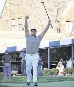  ?? AFP ?? Bryson DeChambeau celebrates after winning the US Open at Winged Foot.