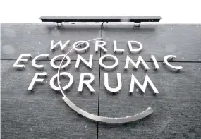  ??  ?? THE LOGO of the World Economic Forum adorns the facade of the organizati­on’s headquarte­rs in Cologny near Geneva in this Jan. 10 photo.