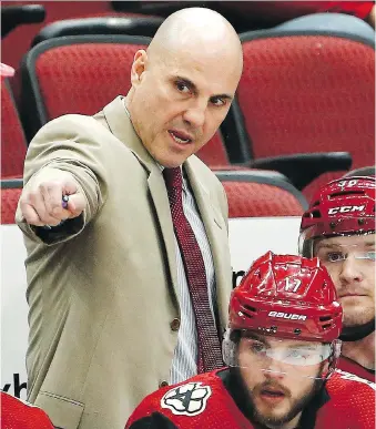  ?? ROSS D. FRANKLIN/THE ASSOCIATED PRESS ?? Arizona Coyotes head coach Rick Tocchet has a “unique relationsh­ip” with hockey analyst Dave Poulin after the two were roommates in the 1980s as members of the Philadelph­ia Flyers. But with the current collective bargaining agreement, only entry-level players have roomies on the road.