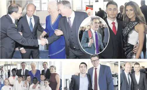  ?? PETER MORRISON ?? Clockwise from top left: Martin O’Neill (left) and Michael O’Neill with Dame Mary Peters and the BBC’s Stephen Watson; host Jimmy Nesbitt; boxer Ryan Burnett and partner Lara Miller; Jonathan Rea with Stephen Watson; boxer Jamie Conlan with Gareth...