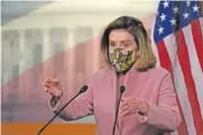  ?? AP PHOTO/SUSAN WALSH ?? House Speaker Nancy Pelosi of California speaks during a news conference on Capitol Hill in Washington on Thursday.