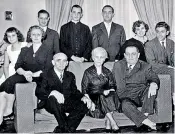  ??  ?? The Bergoglio family: at the back left to right, the Pope’s sister Maria Helena; mother Regina Sivori; brother Alberto; Pope Francis; his brother Oscar; sister Martha, stepbrothe­r Enrique Narvaja. Sitting from left to right: grandfathe­r Juan Bergoglio, grandmothe­r Maria and father Mario