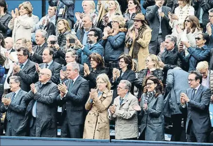  ?? PEDRO MADUEÑO ?? El palco de autoridade­s vibró con el partidazo del campeón, Rafa Nadal