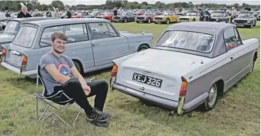  ??  ?? Mark Cripps brought his very early Herald 948 coupé all the way from Kent. It’s his third Herald so far.