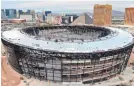  ?? AP ?? An aerial view of Allegiant Stadium, the NFL stadium under constructi­on in Las Vegas, in December 2019.