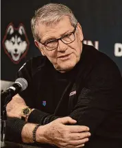  ?? Dave Zajac/Hearst Connecticu­t Media ?? UConn head coach Geno Auriemma beat Creighton Monday for the 1,023rd win of his career, making him the second winningest coach in college basketball.